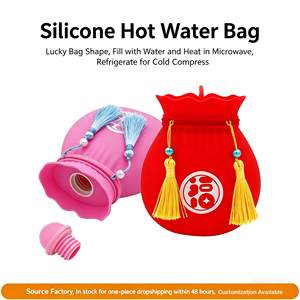 Bolsa de Agua Caliente de Silicona con Forma de Bolsa Fu China Creativa, Personalizable, de Grado Alimenticio, Apta para <span class=keywords><strong>Microondas</strong></span>, Calentador de Manos Portátil - Product Image 2
