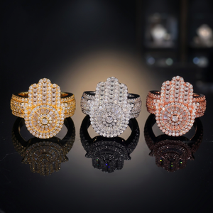Bagues Hamsa en argent 925 avec moissanite géométrique sertie à griffes, style Hip Hop, haute qualité, prix de gros - Product Image 3