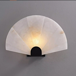Lampe murale en marbre en forme d'éventail antique, lampe en albâtre pour salon, fond de mur, chambre à coucher, chevet, lampe en pierre d'albâtre - Product Image 2