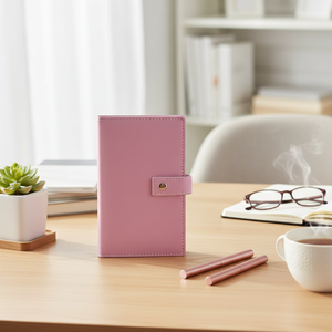 Libreta de direcciones rosa A6 con cierre a presión para almacenamiento organizado de contactos - Product Image 3