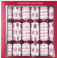 Boîte cadeau de Noël à fenêtre avec crackers de Noël imprimés blancs et rouges, décoration de table de Noël