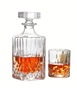 Wholesale Custom Whiskey Decanter Gift Box Glass Decanter & Whiskey Glasses Set Whiskey Decanter Set With 4 Glasses and <b>Stopper</b> - Product Image 4