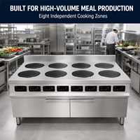 Cuisinière à induction multi-brûleurs 380V en acier inoxydable, cuisinière électrique sur pied pour restaurant et cuisine