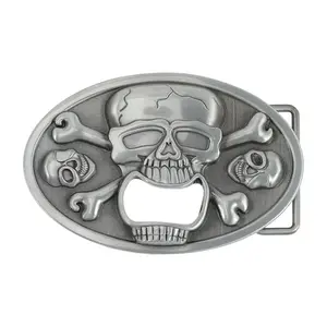 Custom Logo Metal Men American Western Cowboy Rodeo Sturdy Retro Skeleton Style 3D Skull Belt Buckle For Halloween Decoration