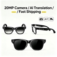 Lunettes intelligentes IA avec caméra HD 20MP, enregistrement vidéo, transmission Wi-Fi, traduction en temps réel, casque portable intelligent