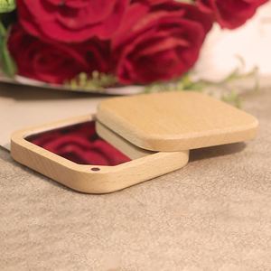 Portable Beechwood Hand <b>Mirror</b> <b>Square</b> Travel Makeup <b>Mirror</b> with Rotating Lid - Product Image 6