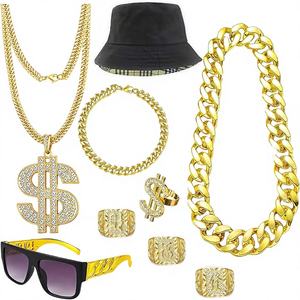 Kit <span class=keywords><strong>de</strong></span> <span class=keywords><strong>Disfraz</strong></span> Hip Hop Acrílico, Accesorios <span class=keywords><strong>de</strong></span> Rapero <span class=keywords><strong>de</strong></span> los 80s y 90s, para Hombres y Mujeres, Cosplay, Reuniones, Club, Nostalgia, Estilo Old School - Product Image 1