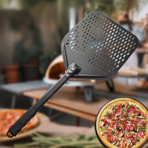 Pala per <span class=keywords><strong>Pizza</strong></span> Quadrata Forata con Lama Nera Antiaderente da 14 Pollici e Manico Staccabile - Product Image 1