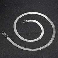 Necklace Necklaces Hip Hop Silver Chain Herringbone Necklace Flat Stainless Steel Snake Chain Choker Necklace