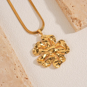 18K <b>Gold</b> Plated Irregular Hollow Flower Pendant Real <b>Gold</b> 304 Stainless Steel Non Fading <b>Necklace</b> For Women Jewelry Daily Wear - Product Image 5