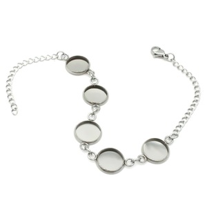 Componentes de pulsera ovalados de acero inoxidable con cierre de langosta y cadena de extensión para la fabricación de pulseras - Product Image 5
