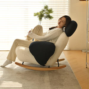 Sillón reclinable Tianxingju color crema con estructura de madera y relleno de espuma para sala de estar, dormitorio o balcón. - Product Image 3