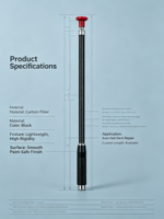 Varilla PDR de Fibra de Carbono Personalizada para Reparación de Granizo - Ultraligera, Alta Rigidez, Longitud Ajustable (70-130cm), Superficie con Tejido 3K para Automoción