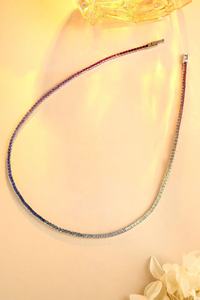 <span class=keywords><strong>Collana</strong></span> Tennis Semplice con Zaffiri Sintetici Colorati, Gioiello Arcobaleno Sfumato, Design alla Moda in Argento S925, Unisex, Alta Qualità - Product Image 2