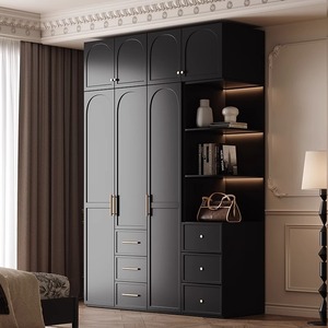 Armoire en bois noir minimaliste moderne, écologique, à forte capacité de charge, simple, <span class=keywords><strong>petit</strong></span> appartement, luxe léger, chambre à coucher, économique - Product Image 3