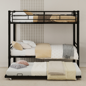 <span class=keywords><strong>Lit</strong></span> superposé double moderne réglable avec <span class=keywords><strong>lit</strong></span> <span class=keywords><strong>gigogne</strong></span>, cadre en fer robuste, barrières de sécurité et échelles pour enfants et adultes, usage domestique - Product Image 3