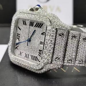 キラキラ輝くVVSモアッサナイト腕時計 2024 ヒップホップ トップブランド 高級アイスアウト腕時計 テスター合格 メンズ腕時計 - Product Image 1