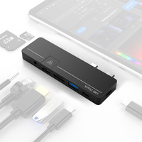 Hub USB 8-en-1 Thunderbolt 3 double Type-C RJ45 SD TF pour ordinateur portable Surface Pro 9/10, matériau ABS noir, garantie 12 mois, en stock
