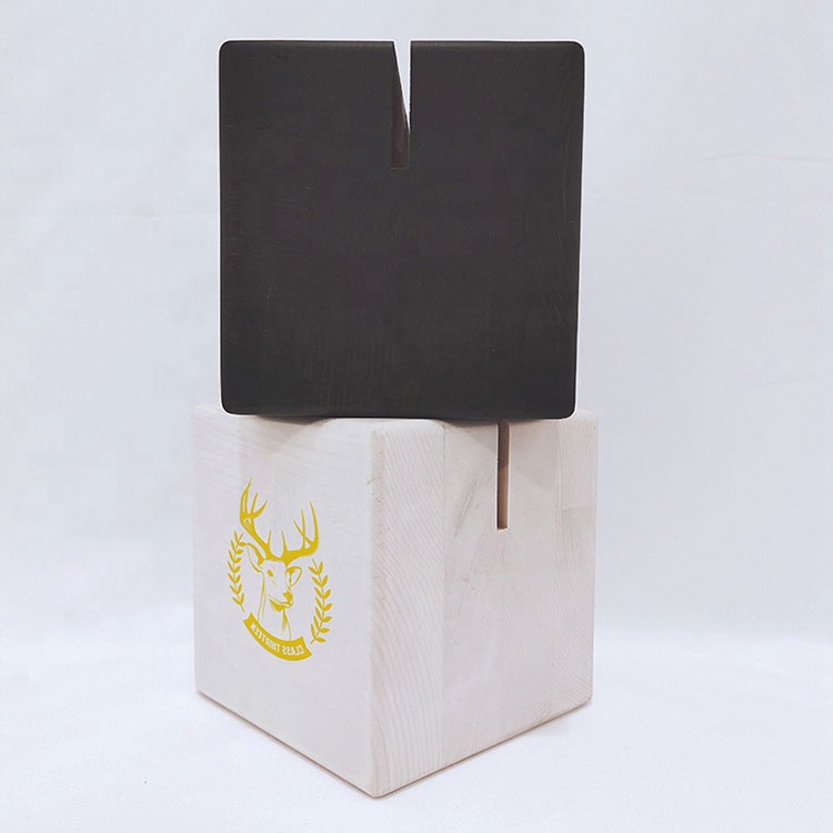 Logo Personalized Wood Block With Slot Insert Menu Holder Stands A4 / A5 / A6 Customized