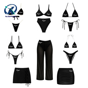 Новый дизайн 2026: Купальник-бикини на заказ, комплект из двух частей (стринги), OEM, черный однотонный, для фитнеса, для женщин - Product Image 1