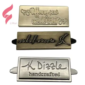 Lihui Hardware Verguld Custom Metalen Logo Label Kan Worden Aangepast Logo Metalen Mode Ritsen