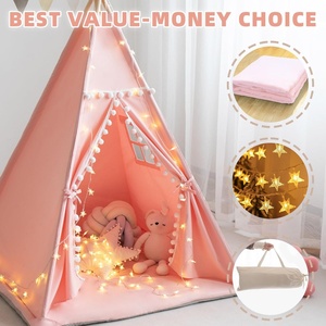 Tente <span class=keywords><strong>tipi</strong></span> pour enfants en toile <span class=keywords><strong>de</strong></span> coton pour enfants avec tapis, lumières étoilées, étui <span class=keywords><strong>de</strong></span> transport - Product Image 6