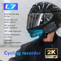 Caméra de casque de moto L7 2K HD, grand angle 130 degrés, enregistreur de cyclisme étanche