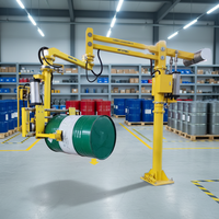 Chariot mobile pneumatique robotisé articulé avec bras assisté pour la manutention, élévateur de fûts et barils, manipulateur de transport