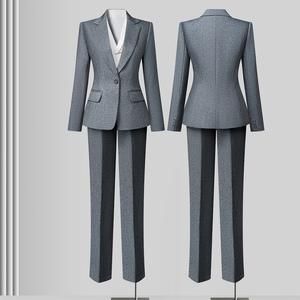Ensemble de tailleur professionnel pour femmes, veste de tailleur grise pour le printemps et <span class=keywords><strong>l</strong></span>'automne, idéal pour les étudiantes et les entretiens - Product Image 1
