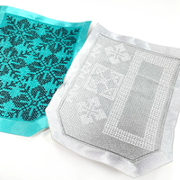 Patch en tissu pour point de croix, broderie florale ethnique, badge géométrique en satin à coudre pour vêtements, sacs, décoration DIY