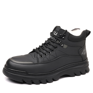 Nuovi stivali invernali da uomo in pelle di mucca <span class=keywords><strong>con</strong></span> pelliccia bianca all'interno della suola spessa allacciata da esterno scarpe da escursionista da esterno di marca di fabbrica - Product Image 2