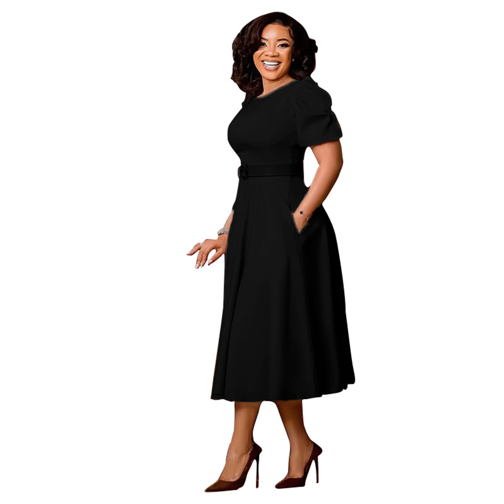 African Ladies Formal Office Dress Round Neck Puff Sleeves Work Dress Elegant Career Plus Size Dress With Belt| Alibaba.com African Ladies Formal Office Dress Round Neck Puff Sleeves Work Dress Elegant Career Plus Size Dress With Belt| Alibaba.com