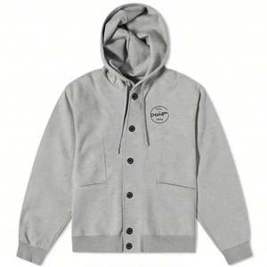 OEM Bulk High Quality French Terry Over Size Drop Shoulder Street Wear Two Side <b>Pockets</b> Boxy Hood Jacket Button <b>Cardigan</b> <b>Men</b> - Product Image 6