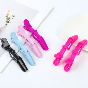 Proveedores de peluquero Salón profesional Accesorios de peluquería Cocodrilo de plástico Super Grip Cocodrilo Sección de cabello Clips Negro