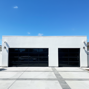 Porte de <span class=keywords><strong>garage</strong></span> en verre encadrée style rétro moderne, antivol, surface finie, bordure métallique vintage, pour villa classique, portail extérieur pour voiture - Product Image 3