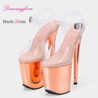 Nouvelles sandales à plateforme élégantes en chrome argenté de 20 cm, talons hauts sexy de 8 pouces, chaussures de mariage, chaussures de pole dance