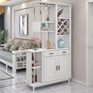 Meuble d'entrée en bois massif de style nordique, armoire de rangement multifonctionnelle pour le salon, avec portes et étagères - Product Image 1