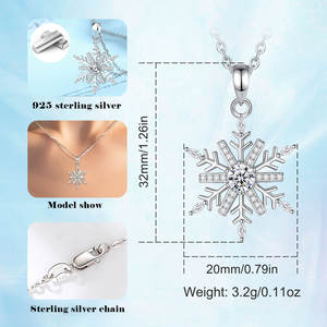 Рождественский подарок, белый кубический цирконий, зимний белый кулон со снежинкой, 925 стерлингового серебра, украшения для женщин - Product Image 6