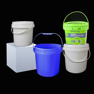 Round Clear Plastic Buckets With Lids Food Takeout Plastic Barrel Flexible Storage Bucket With Handles