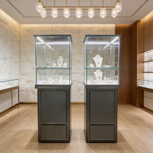 <span class=keywords><strong>Colonne</strong></span> de présentation de bijoux autoportante moderne avec éclairage LED et <span class=keywords><strong>vitrine</strong></span> <span class=keywords><strong>en</strong></span> <span class=keywords><strong>verre</strong></span> pour centre commercial de luxe, boutique de détail - Product Image 2