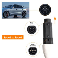 Adaptateur de chargeur EV monophasé 220V Type2 à Type1 32A compatible avec le chargeur de Type 2 pour prise de charge de type 1 de voiture électrique