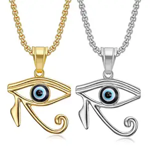 Non Tarnish PVD 18k Or Véritable Symbole Égyptien Ancien de Protection Collier En Acier Inoxydable Turc Evil Eyes of Horus Collier