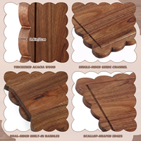 Planche à découper en bois d'acacia avec bord festonné 17 x 12 x 0,8 pouces pour la cuisine, la viande, les fruits, les légumes, le fromage
