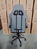 Chaise de Bureau et de Jeu Ergonomique de Luxe en Cuir Noir et Gris de Haute Qualité avec Soutien Lombaire Réglable