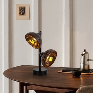 Lampe de table en coquille de noix de coco, lumière LED, interrupteur E27, décoration d'intérieur, style nordique, lampe de bureau - Product Image 2