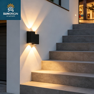 Applique murale LED moderne minimaliste en aluminium, étanche, éclairage haut/bas, cube noir et or, pour chambre, couloir, jardin, extérieur - Product Image 6