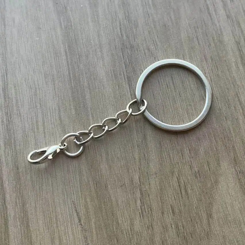 Anilla plana de 30 mm, 5 secciones, cierre de langosta 302, plateado.