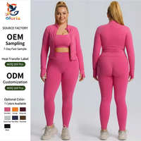Ensembles de sport grande taille pour femmes, 3 pièces : survêtement de course, leggings taille haute effet ventre plat et brassière de sport à bretelles croisées