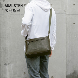 Sac bandoulière pour homme Lauvalsten, vert avocat, cuir véritable, fermeture à glissière, usage quotidien, printemps 2023 - Product Image 2