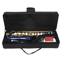 Bb Tenor Saxophone Brass Body Lacquered Finish Blue with Gold Keys B Flat Woodwind Musical Instrument for Band Stage Performance
